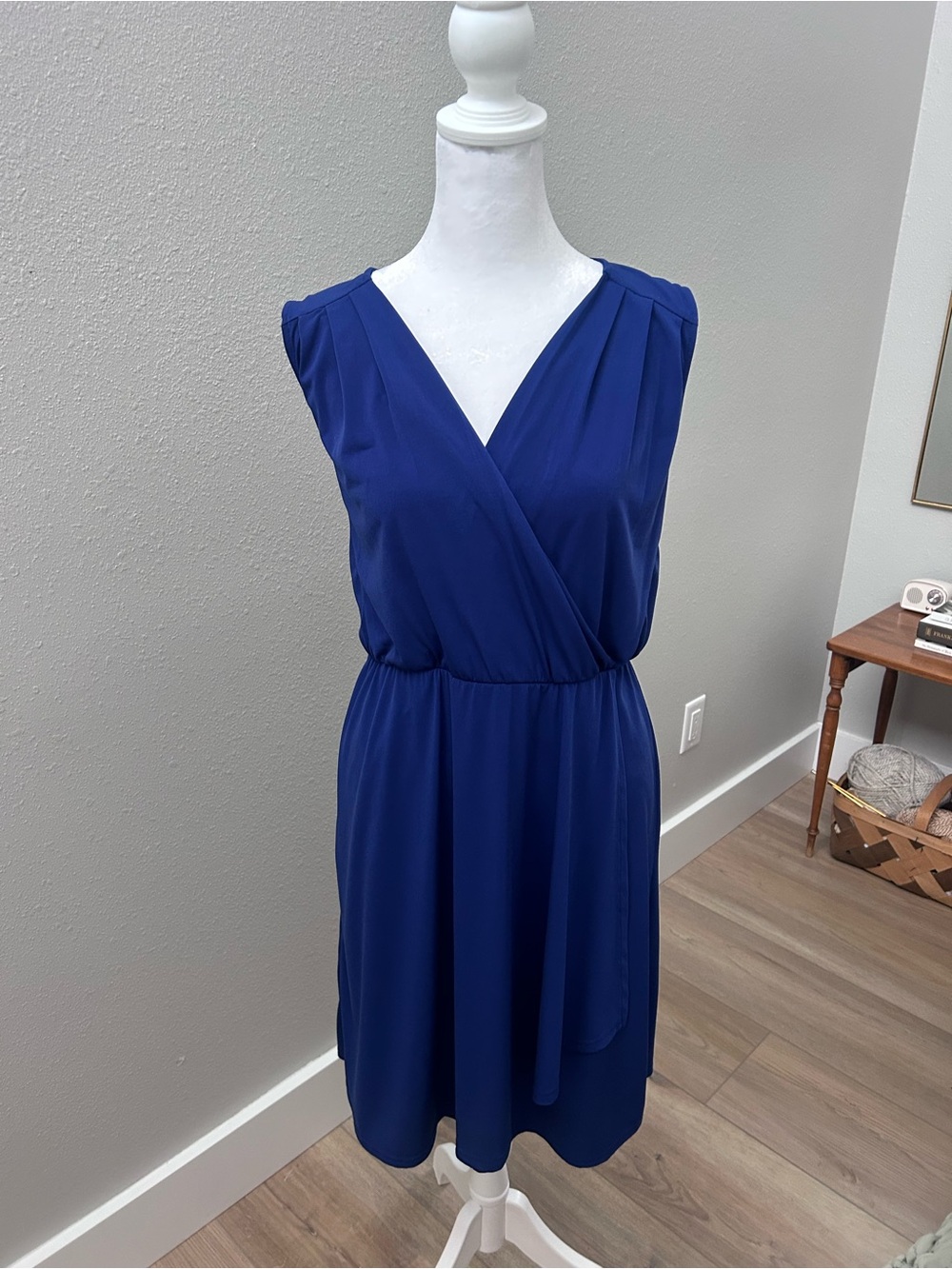 Merona Royal Blue Sleeveless Faux-Wrap Midi Dress